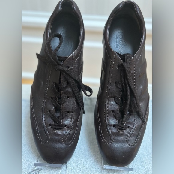 HOGAN brown leather sneakers /driving shoes extra comfortable size 8,5 - Picture 7 of 11